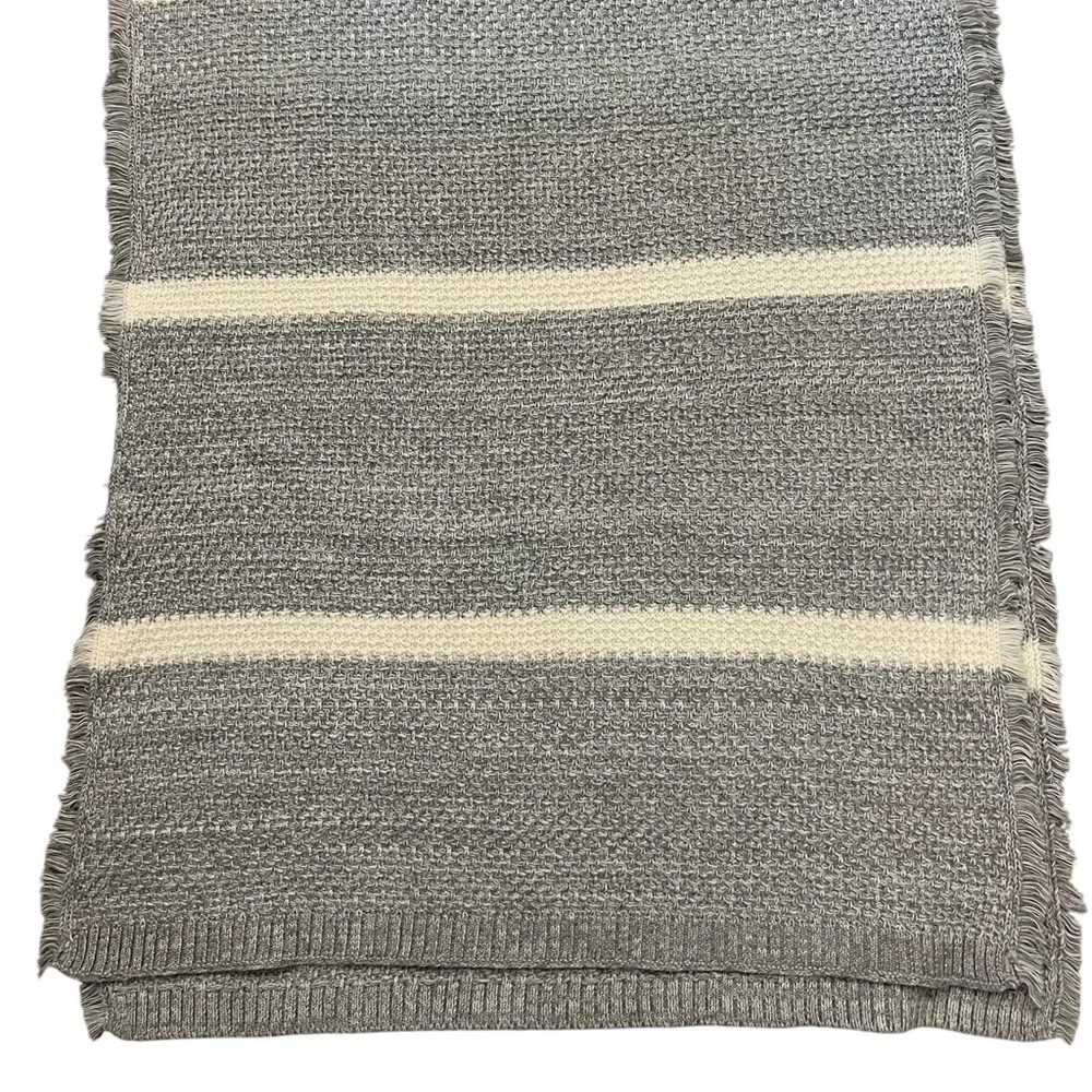 Banana Republic gray & cream striped large basketweave blanket scarf